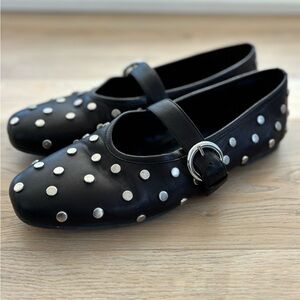 Maguire Aveiro Black Stud Ballerina Flats Size 42